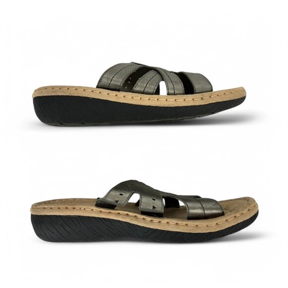 Coral Bay Sandals Womens Size 6 Gray Metallic Open Toe Slip On Shoes Denton - Picture 8 of 15